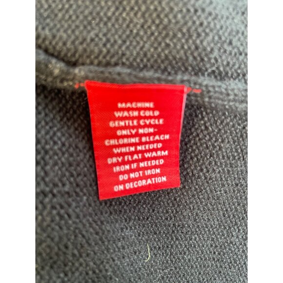 Merry & Bright Womens Medium Sleeveless Black Knit Vest Festive Floral Embroider - Picture 8 of 8